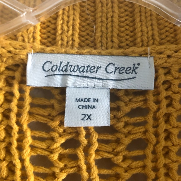 Coldwater Creek 2X Mustard Chunky-Knit Cardigan - Picture 3 of 3